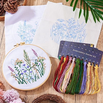 DIY Flower Pattern Embroidery Beginner Kits DIY-TAC0020-38-1