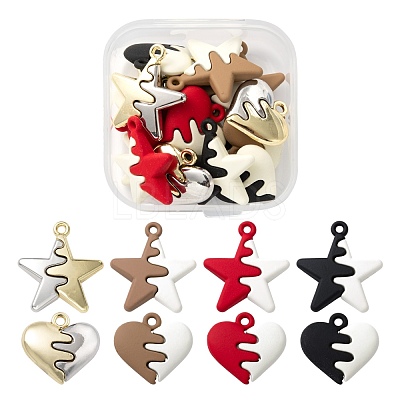 16Pcs 8 Style Spray Painted Alloy Pendants FIND-LS0001-63-1
