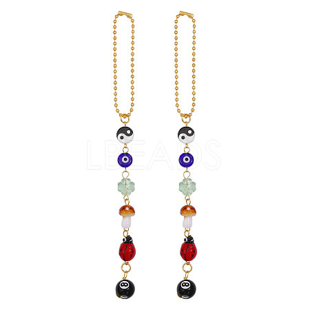 2Pcs Glass Car Pendant Decorations AJEW-GL0003-28-1