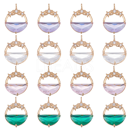 16Pcs 4 Colors Glass Pendants GLAA-GA0001-32-1