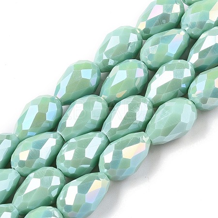 Opaque Solid Color Electroplate Glass Beads Strands EGLA-N013-P10mm-B14-1