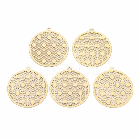 Rack Plating 201 Stainless Steel Filigree Pendants STAS-T057-43G-1