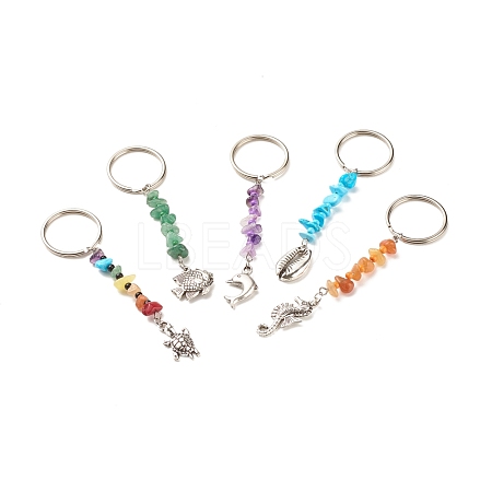 Natural & Synthetic Gemstone Beaded Keychains KEYC-JKC00303-1