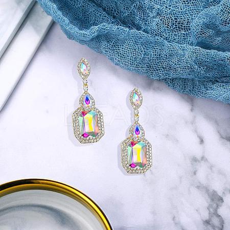 Brass Rhinestone Dangle Stud Earrings FS-WG9D6B6-10-1
