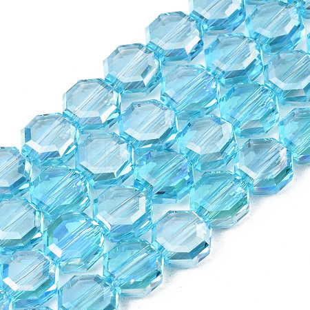 Electroplate Transparent Glass Beads Strands EGLA-N002-27-C04-1
