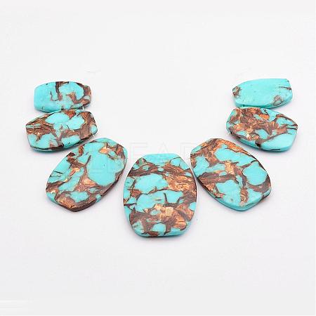 Assembled Bronzite and Synthetic Turquoise Graduated Beads Strands G-P297-T01-1