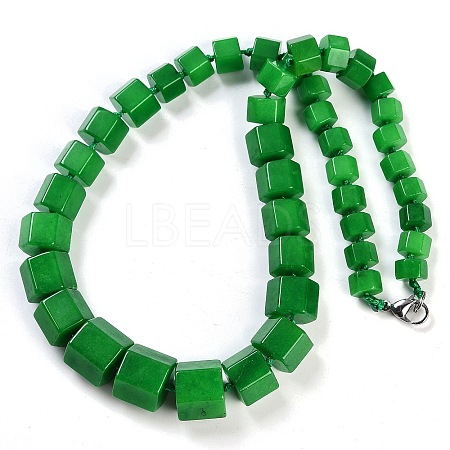 Dyed Natural Malaysia Jade Hexagon Prism Graduated Beaded Necklaces for Women Men NJEW-K388-03H-1