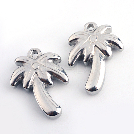 Tarnish Resistant 201 Stainless Steel Palm Tree Pendants STAS-Q192-41-1