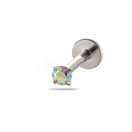 G23 Titanium Alloy Cubic Zirconia 17 Gauge Flat Round Threadless Labrets WG94BD7-24-1