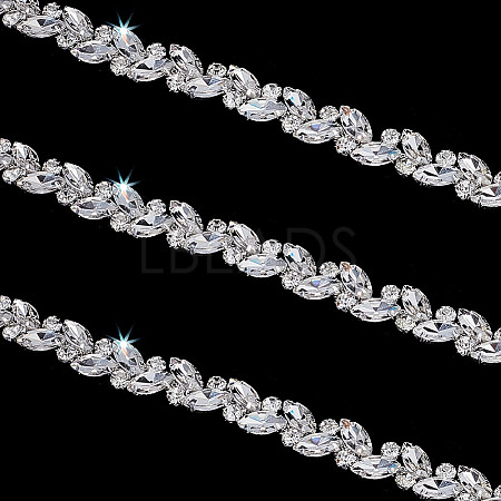 1 Yard Brass Glass Link Chains AJEW-AR0002-74-1