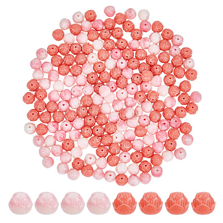 200Pcs 2 Colors Opaque Acrylic Beads OACR-HY0001-21-1