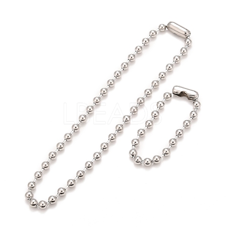 Tarnish Resistant 304 Stainless Steel Ball Chain Necklace & Bracelet Set STAS-D181-02P-01B-1