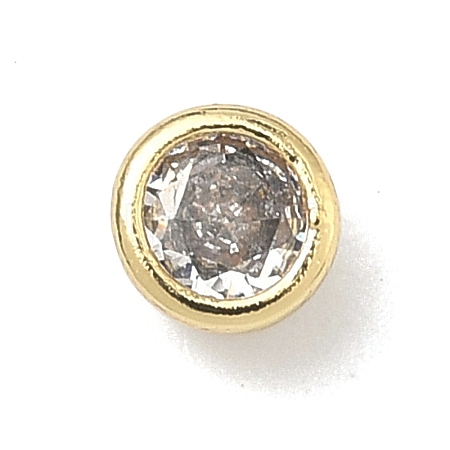Flat Round Brass Micro Pave Cubic Zirconia Cabochons KK-P345-13G-A02-1
