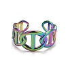 Rainbow Color Ion Plating(IP) 304 Stainless Steel Hollow Open Cuff Ring for Women RJEW-A005-25MC-1