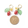 Lampwork Strawberry with Plastic Pearl Flower Dangle Leverback Earring X-EJEW-TA00130-5