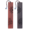   2Pcs 2 Colors Sandalwood Carving Bookmark AJEW-PH0003-36-1