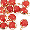 12Pcs Brass & Glass Imitation Cat Eye Round Charms PALLOY-TAC0237-05-3
