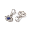 Rack Plating Alloy Crystal & Capri Blue Rhinestone European Dangle Charms FIND-C055-17P-2