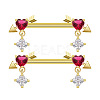 Brass Micro Pave Camellia Cubic Zirconia Heart Nipple Barbells WG21F93-10-1