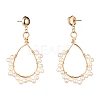 Teardrop Natural Pearl Beads Dangle Stud Earrings for Girl Women EJEW-JE04682-3