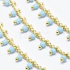 3.28 Feet Handmade Glass Beaded Chains X-CHC-I026-H-01G-1