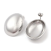 304 Stainless Steel Oval Stud Earrings EJEW-B108-04P-2