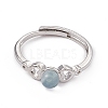 Heart Natural Aquamarine Adjustable Rings RJEW-G273-13P-02-2