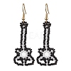 Glass Seed Bead Guitar Dangle Earrings EJEW-MZ00274-1