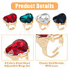 4Pcs 4 Colors Glass Heart Adjustable Rings Set RJEW-FI0001-11-4