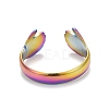 Ion Plating(IP) Rainbow Color 304 Stainless Steel Double Hand Hug Open Cuff Ring for Women RJEW-C025-08A-M-3