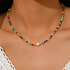 Natural Dyed Mixed Stone & Freshwater Pearl Round Beaded Necklaces for Women Daily and Party Wear XX1529-2