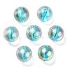 UV Plating Transparent Rainbow Iridescent Acrylic Beads OACR-F004-01F-2