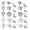  40Pcs 5 Style ABS Plastic Imitation Pearl & Clear Cubic Zirconia Stud Earring Findings EJEW-TA0001-08-10