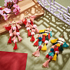 2 Pairs 2 Colors Polyester Tassel with Pompom Boho Chandelier Earrings EJEW-AN0001-75-7