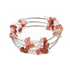 Natural Carnelian Chip & Glass & Brass Tube Beaded Bangles for Women BJEW-JB11265-06-2