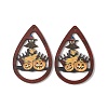 Halloween Theme Single Face Printed Aspen Wood Big Pendants WOOD-TAC0018-09A-1