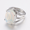 Opalite Wide Band Finger Rings RJEW-K224-A09-1