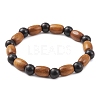 Natural Wood Beaded Stretch Bracelets BJEW-JB09621-3