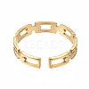304 Stainless Steel Rectangle Wrap Open Cuff Ring RJEW-T023-70G-2