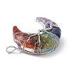 7 Chakra Natural Mixed Stone Chip Copper Wire Wrapped Big Pendants G-F733-03A-3