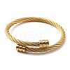Ion Plating(IP) 304 Stainless Steel Twist Rope Cuff Bangle with 202 Beaded for Women BJEW-Q767-03G-1