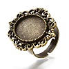Vintage Adjustable Iron Finger Ring Components Alloy Cabochon Bezel Settings PALLOY-Q300-09AB-NR-3