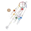 Glass & Stainless Steel Round & Teardrop & Octagonal Beads Hanging Suncatchers HJEW-JM04536-3