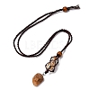 Natural Citrine Macrame Pouch Pendant Nylon Cord Adjustable Necklaces NJEW-JN05345-03-4