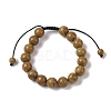 10mm Round Natural Wood Lace Stone Braided Bead Bracelets BJEW-C067-01C-17-3