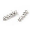 Clear Cubic Zirconia Heart Bar Stud Earrings EJEW-G295-04P-2