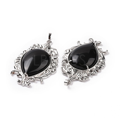 Natural Obsidian Big Pendants G-P496-01P-17-1