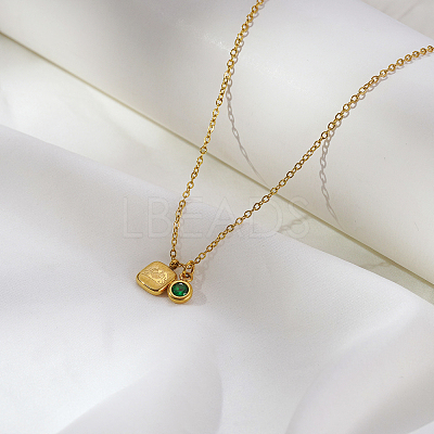 Simple Stainless Steel Square Pendant Necklaces for Women's Daily Wear QS9194-2-1