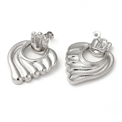 Wing Brass Dangle Stud Earrings EJEW-G373-05P-1