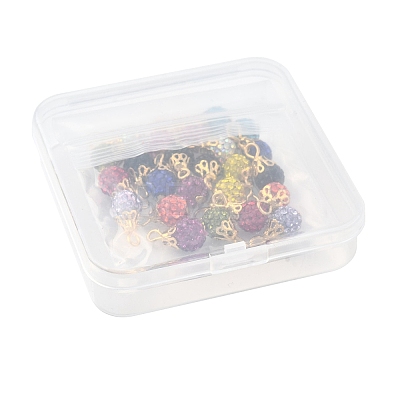 24Pcs 12 Colors Polymer Clay Rhinestone Beaded Pendants PALLOY-PH01793-1